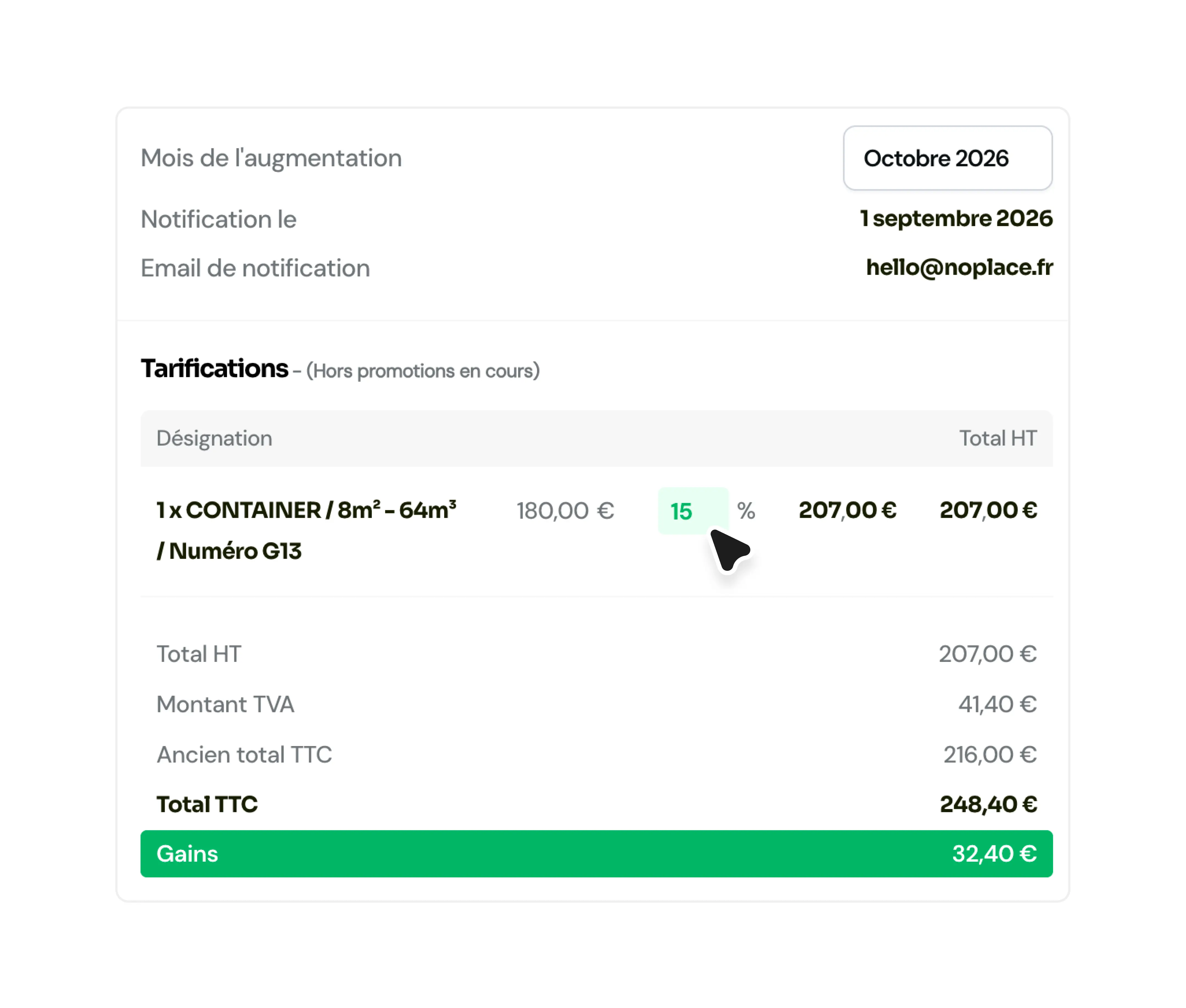 Augmentation automatique des contrats